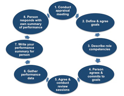 performance appraisal stages process evaluating development competency competencies management cycle goals reviews budgeting employee achievement functions key ebooks