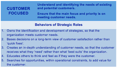 Example behaviors for a particular competency