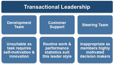 Transactional leadership and the example teams