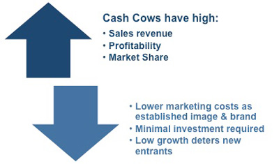 Attributes of cash cows within the Boston matrix